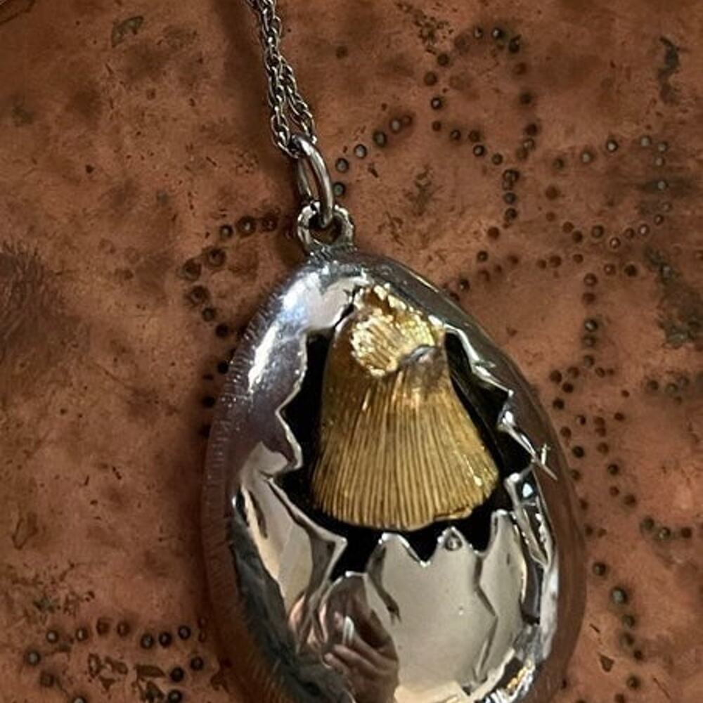 hatching chick necklace on a chain sterling